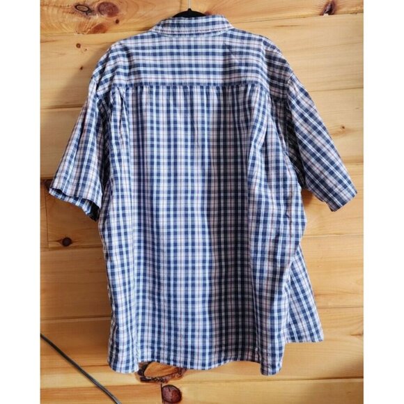 Mens 3XL Wrangler Short Sleeve Button Down Shirt Blue plaid Big and Tall - Picture 6 of 14